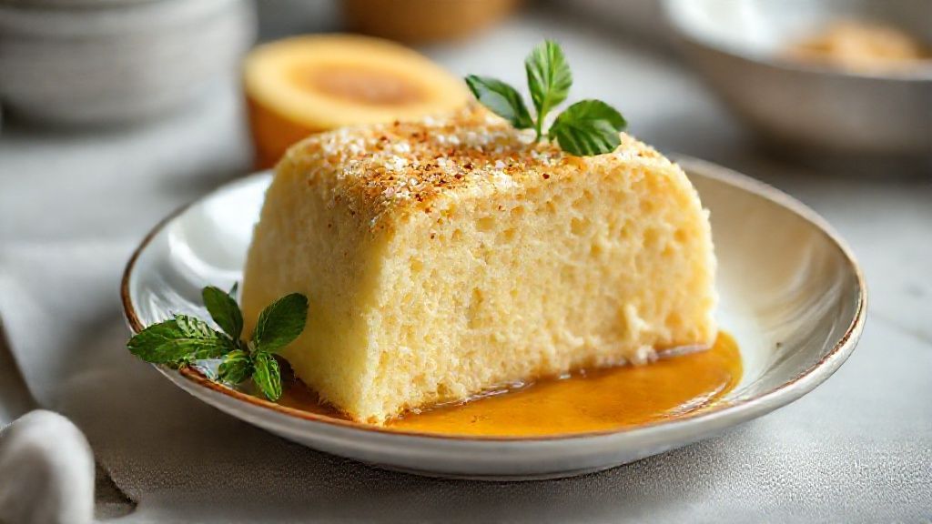 Bolo de polvilho caseiro dourado e fofinho, com casquinha crocante e interior leve, servido em prato rústico com café ao lado