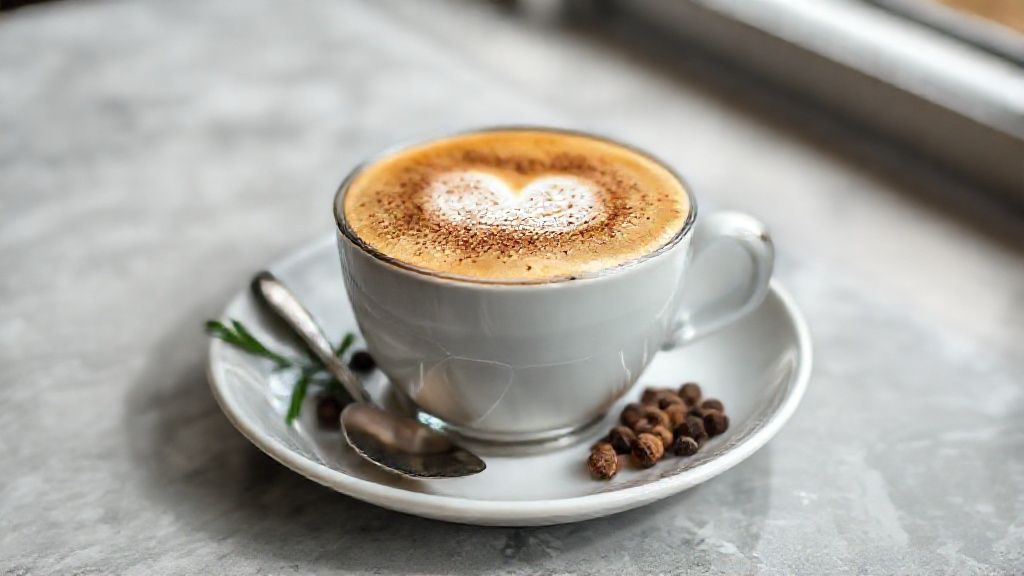 Xícara de capuccino cremoso com espuma aveludada e canela polvilhada, bebida quente irresistível