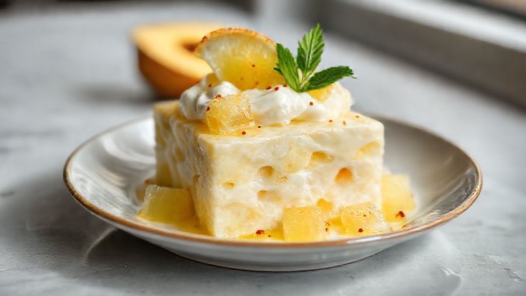 Creme de abacaxi espesso e brilhante servido em tigela, com cor dourada e textura cremosa