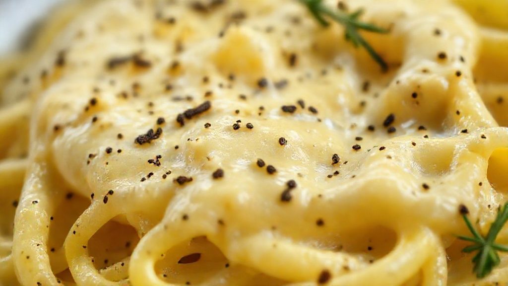 Close-up das batatinhas envoltas em molho cremoso, destacando a textura e o brilho dourado