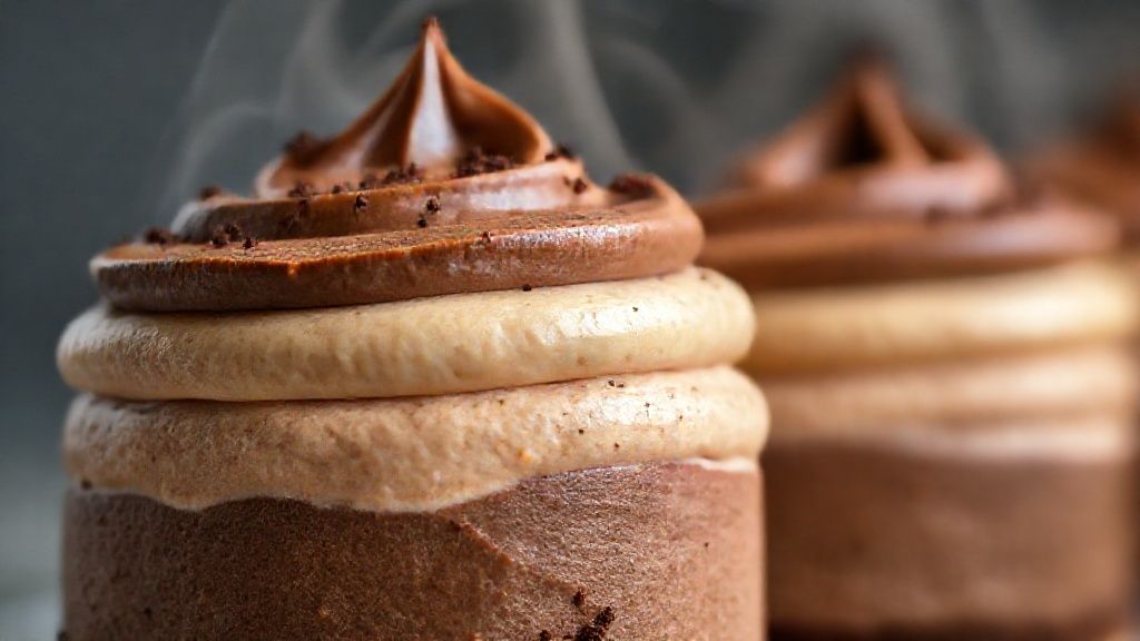 Close-up das camadas de mousse, destacando a textura cremosa e o contraste entre chocolate e limão.