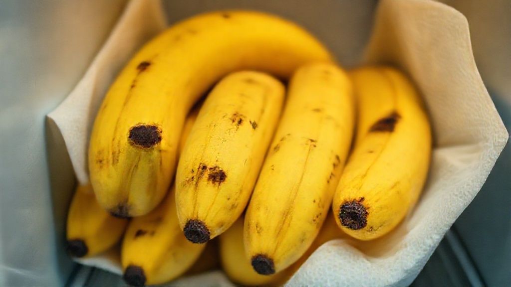 Close-up das bananas armazenadas mostrando textura firme e cor viva após dias de conservação