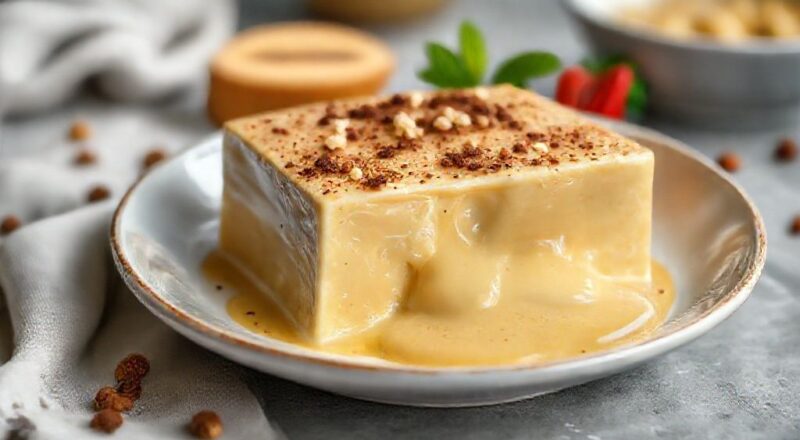 Doce de leite cremoso servido em potes de vidro, com brilho intenso e aparência aveludada