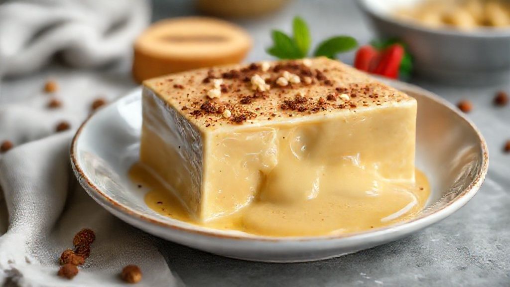 Doce de leite cremoso caseiro servido em pote de vidro, com textura aveludada e cor dourada