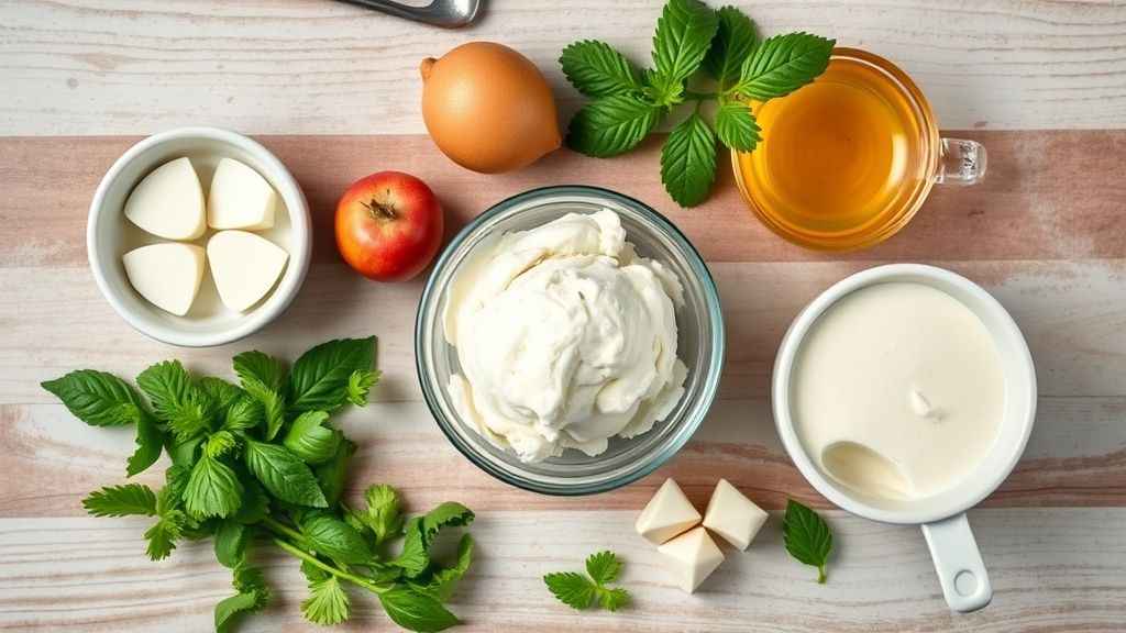 Ingredientes dispostos em bancada: bananas congeladas, cacau em pó e leite em pó