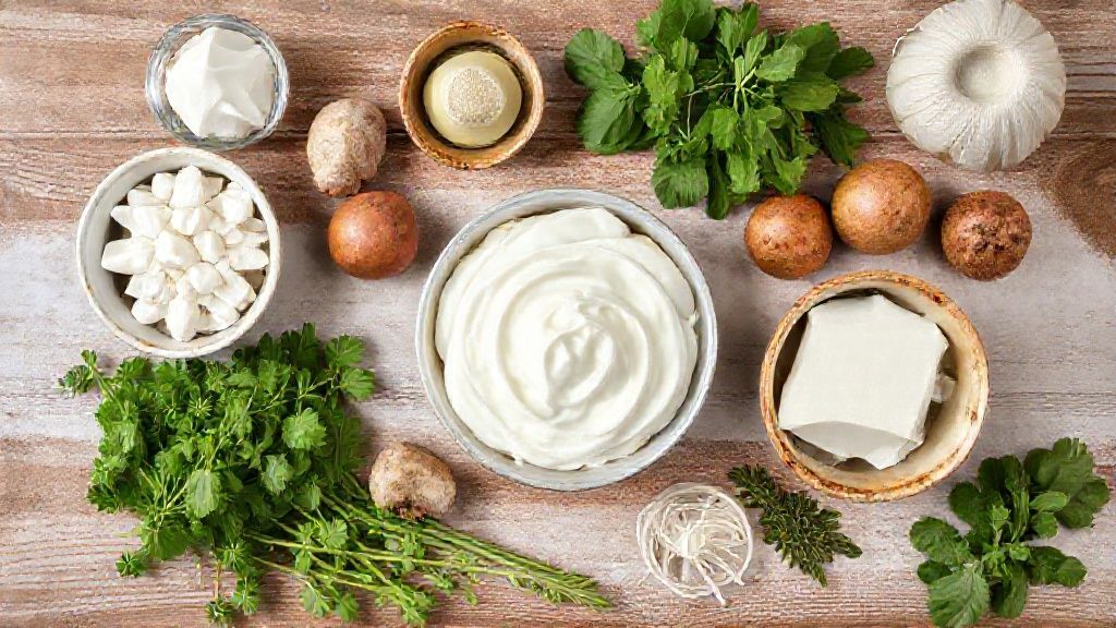 Ingredientes medidos e organizados para preparar a trança doce recheada, dispostos sobre bancada de madeira.