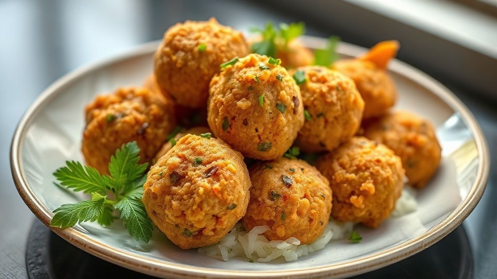 Kibe frito crocante dourado e suculento servido com limão e molho de iogurte