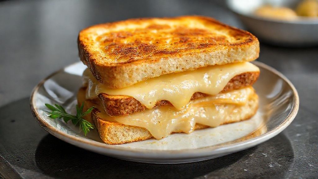 Lanchão de forno 4 queijos cremoso gratinado, com topo dourado e tomates frescos decorando.