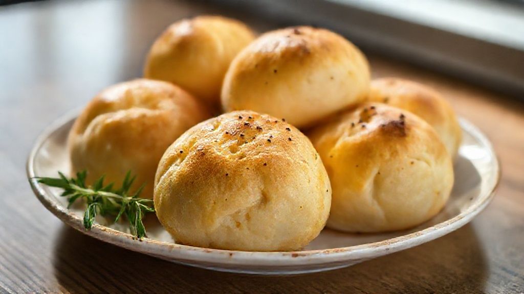 Pão de batata fofinho caseiro dourado e macio recém-saído do forno, ideal para lanches