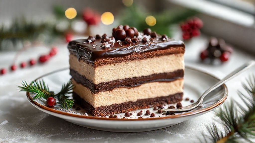 Pavetone cremoso com camadas de chocotone, creme e ganache de chocolate, sobremesa natalina irresistível.