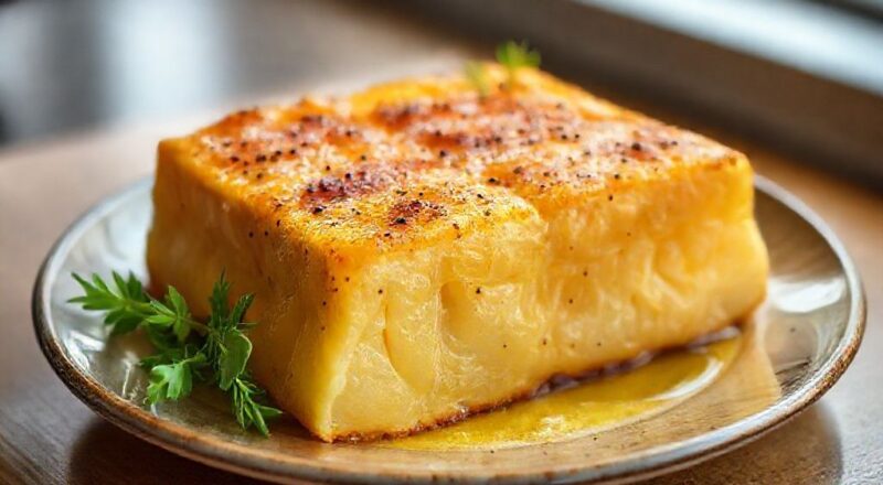 Pudim dourado com calda brilhante em prato branco, textura cremosa e aparência irresistível