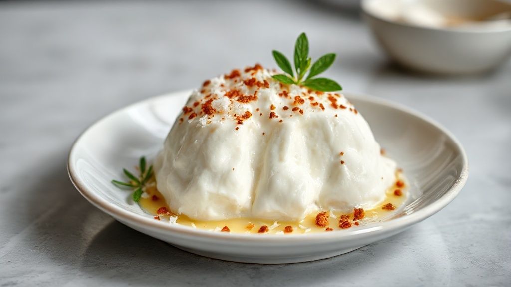 Sobremesa de coco cremosa servida em taça com camadas e coco ralado por cima