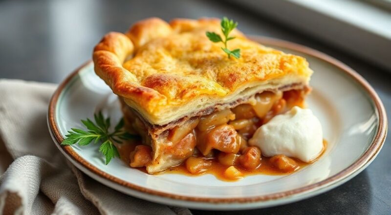 Torta holandesa finalizada com cobertura brilhante de chocolate e bordas decoradas com biscoitos Calipso