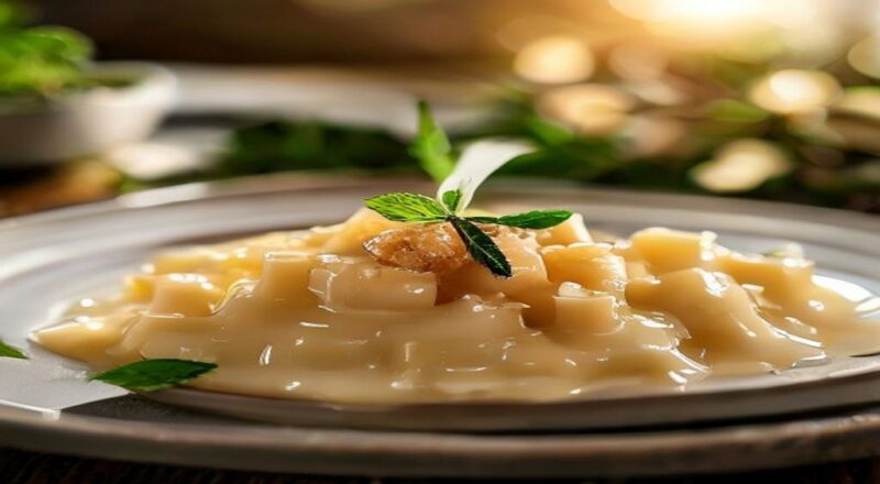 Leite condensado caseiro cremoso em pote de vidro, com textura lisa e brilho apetitoso