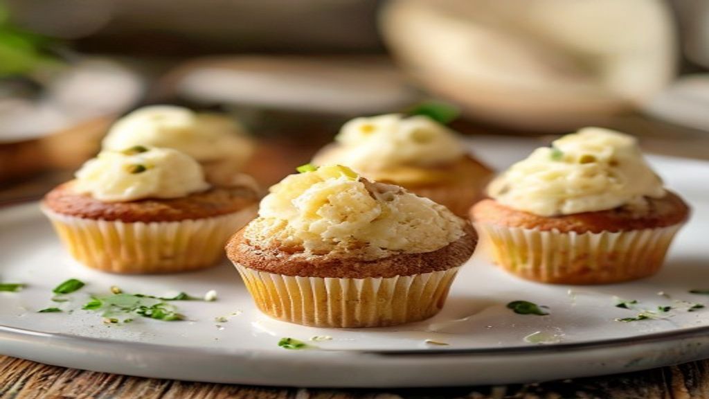 Muffins de baunilha fofos e dourados recém-assados sobre grade de resfriamento com aroma delicioso