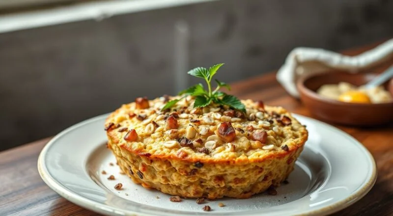 Pão de aveia dourado, alto e macio, cortado ao meio e pronto para receber recheio, em prato com luz natural