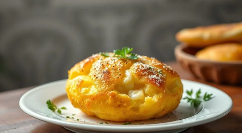 Pães de queijo dourados e inflados, com casquinha levemente crocante e aparência de miolo úmido e elástico