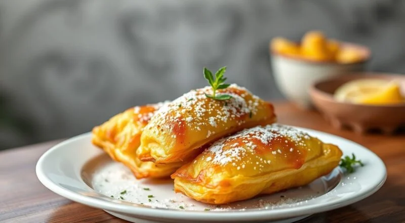 Pastéis dourados e bem sequinhos, com bolhas na casquinha, servidos em grade com recheio puxando ao fundo