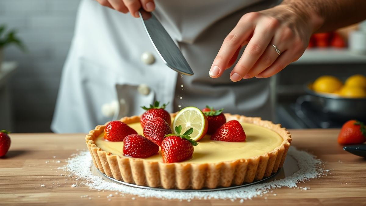 Mãos adicionando suco de limão ao creme e batendo até engrossar, mostrando a textura de mousse