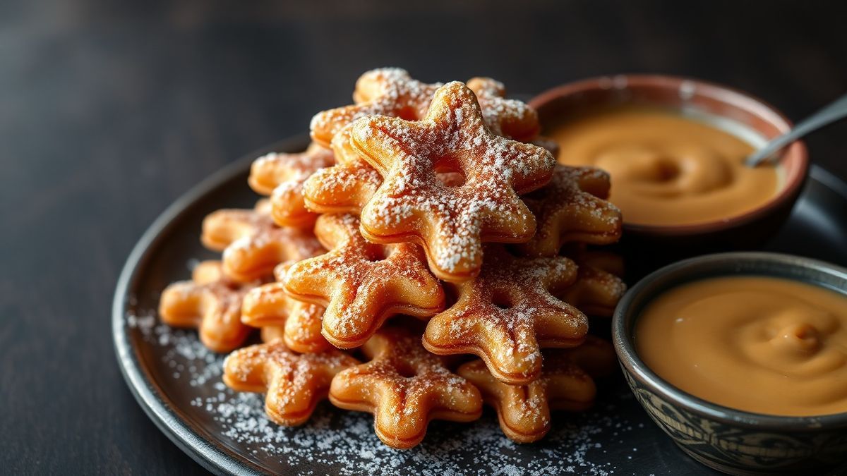 Churros dourados e crocantes polvilhados com açúcar e canela