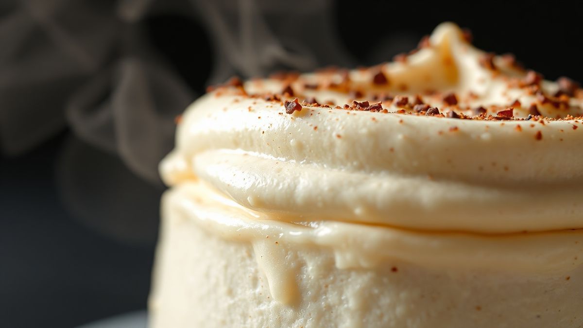 Close-up do prato pronto, destacando a textura leve e aerada da mousse de cereja.