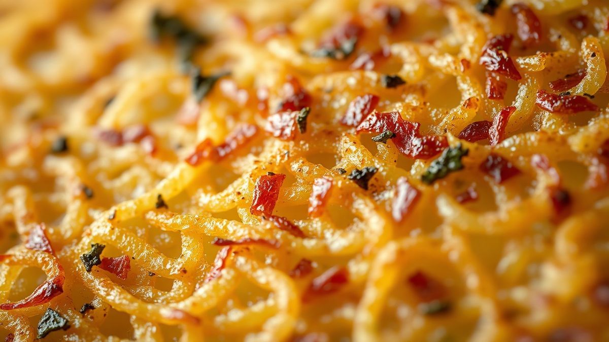 Close-up da textura crocante dos fios de batata
