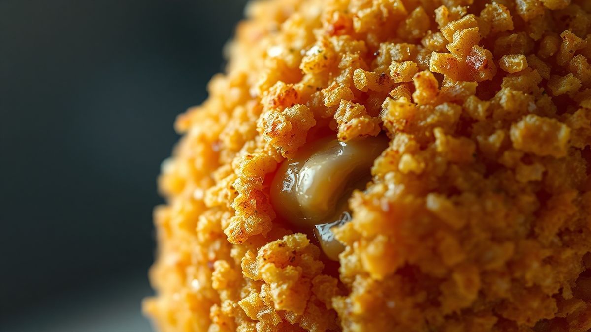 Close-up da textura da crosta crocante do frango