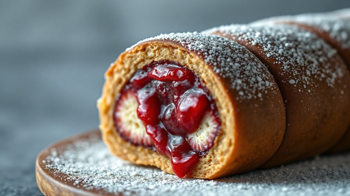 Close-up da textura do recheio e da massa de chocolate