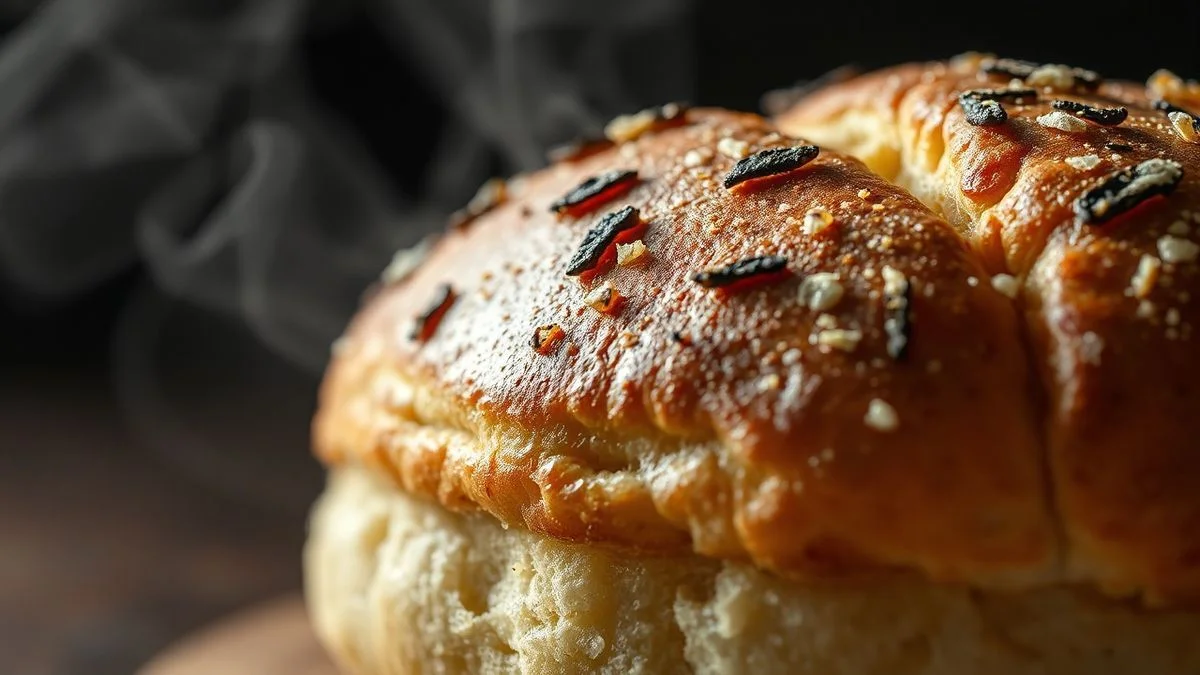 Close-up do prato pronto, destacando a textura e os detalhes