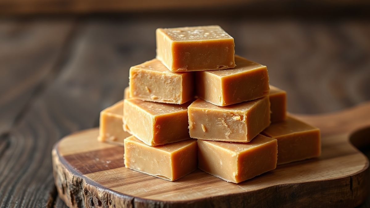 Quadradinhos perfeitos de doce de leite de corte com acabamento fosco e cor caramelo profundo