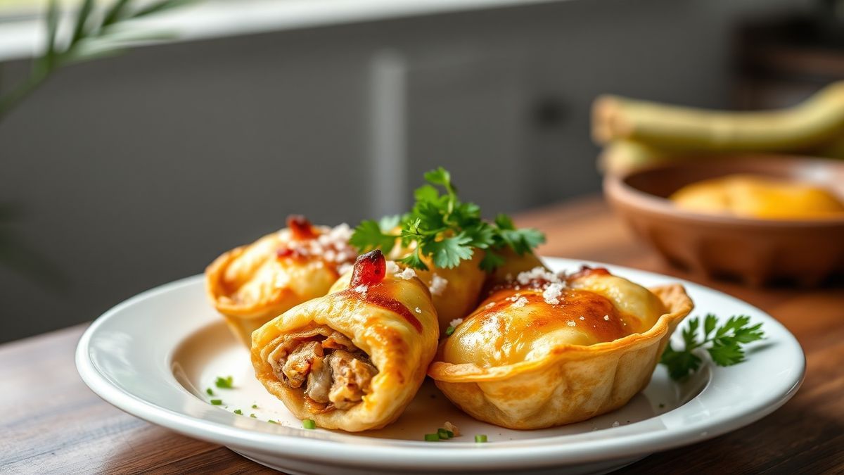 Empadinhas douradas e brilhantes em travessa, feitas com massa de empada simples leve e amanteigada
