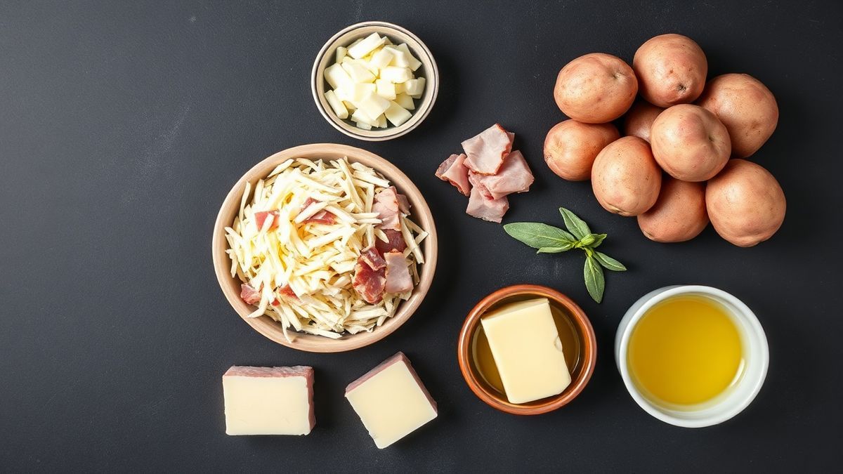 Vista de cima dos ingredientes organizados