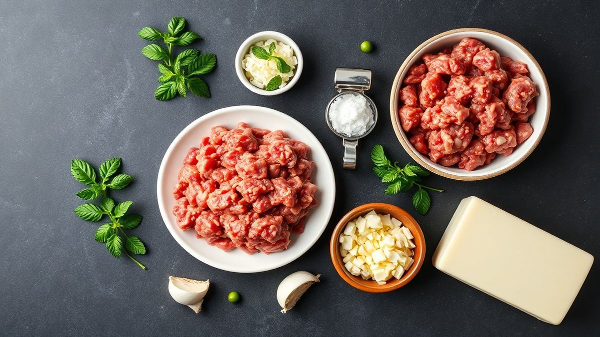 Vista de cima dos ingredientes organizados