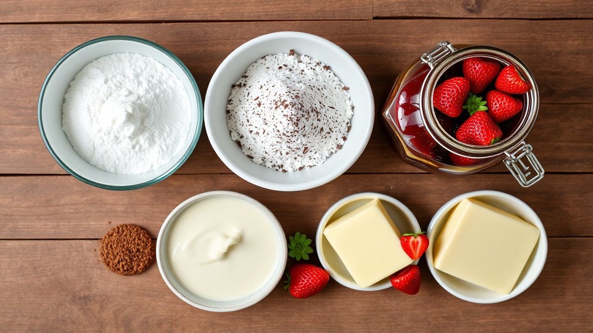 Vista de cima dos ingredientes organizados