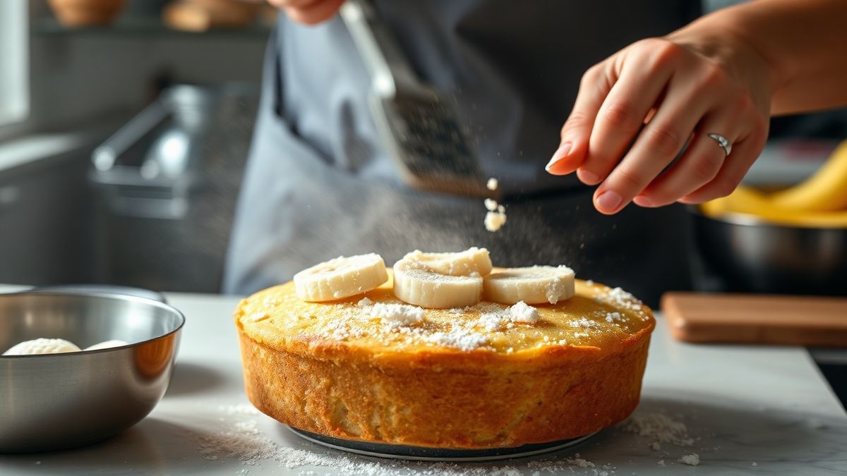 Mãos em ação amassando as bananas com um garfo em uma tigela.