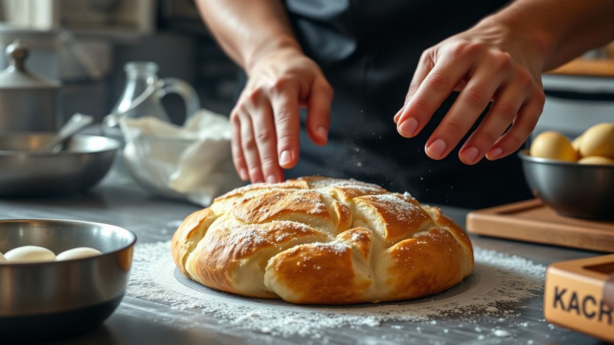 Mãos em ação durante um passo crucial do modo de preparo da receita