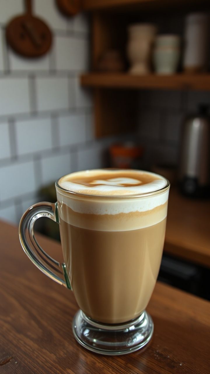 Close-up do capuccino cremoso em uma xícara.