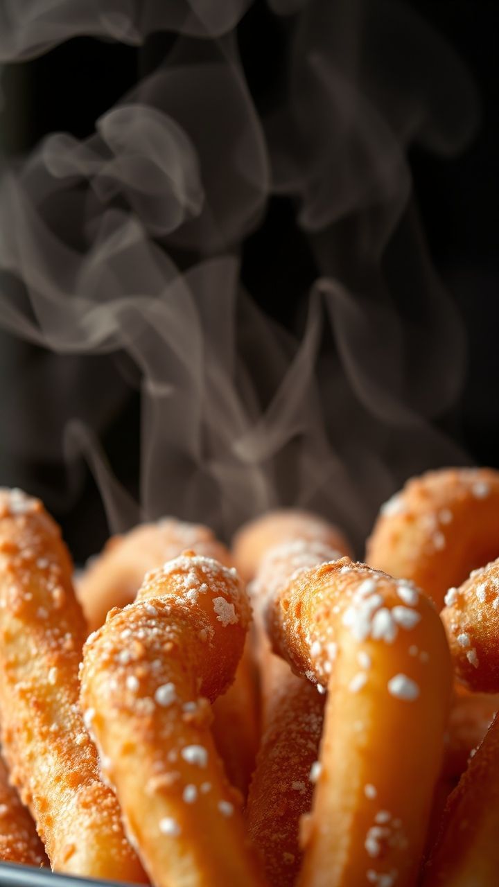 Churros dourados e crocantes polvilhados com açúcar e canela