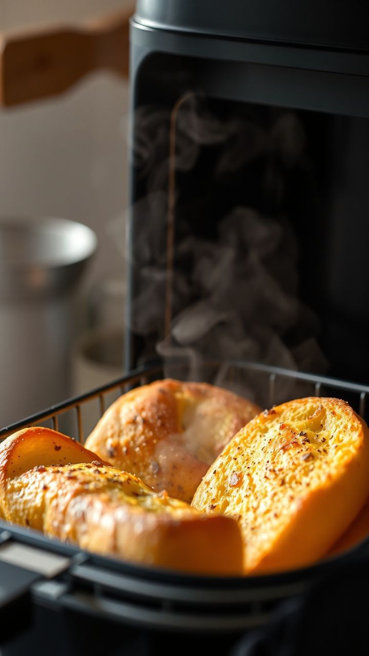 Pão francês dourado na air fryer, com casca crocante e miolo macio e aquecido