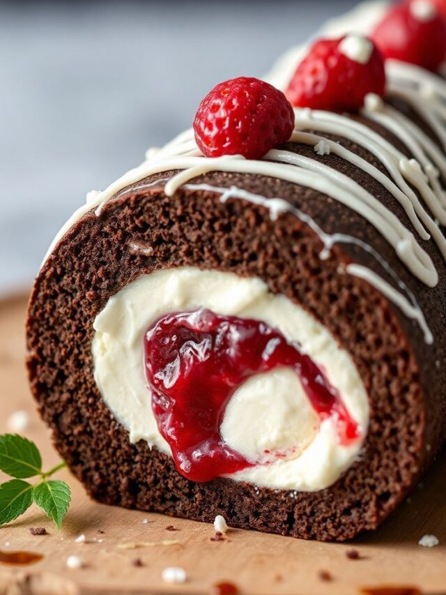 Rocambole de Ninho com Chocolate e Morango