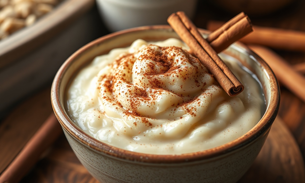 Arroz Doce Com Creme De Leite: Receita Ultra Cremosa E Fácil 3 Taça rústica com arroz doce cremoso decorado com canela