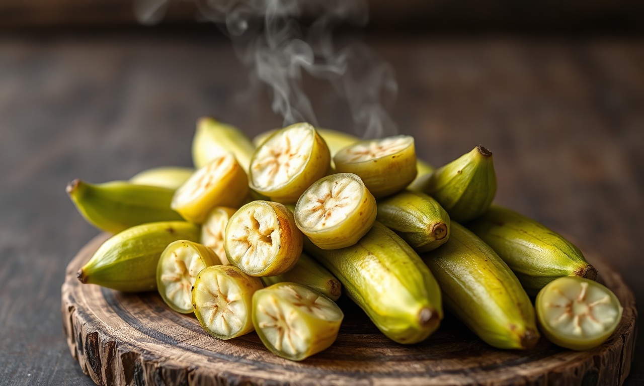 Banana Verde Cozida: Técnica Fácil Para Biomassa Perfeita 3 Bananas verdes cozidas na pressão com a casca rachada