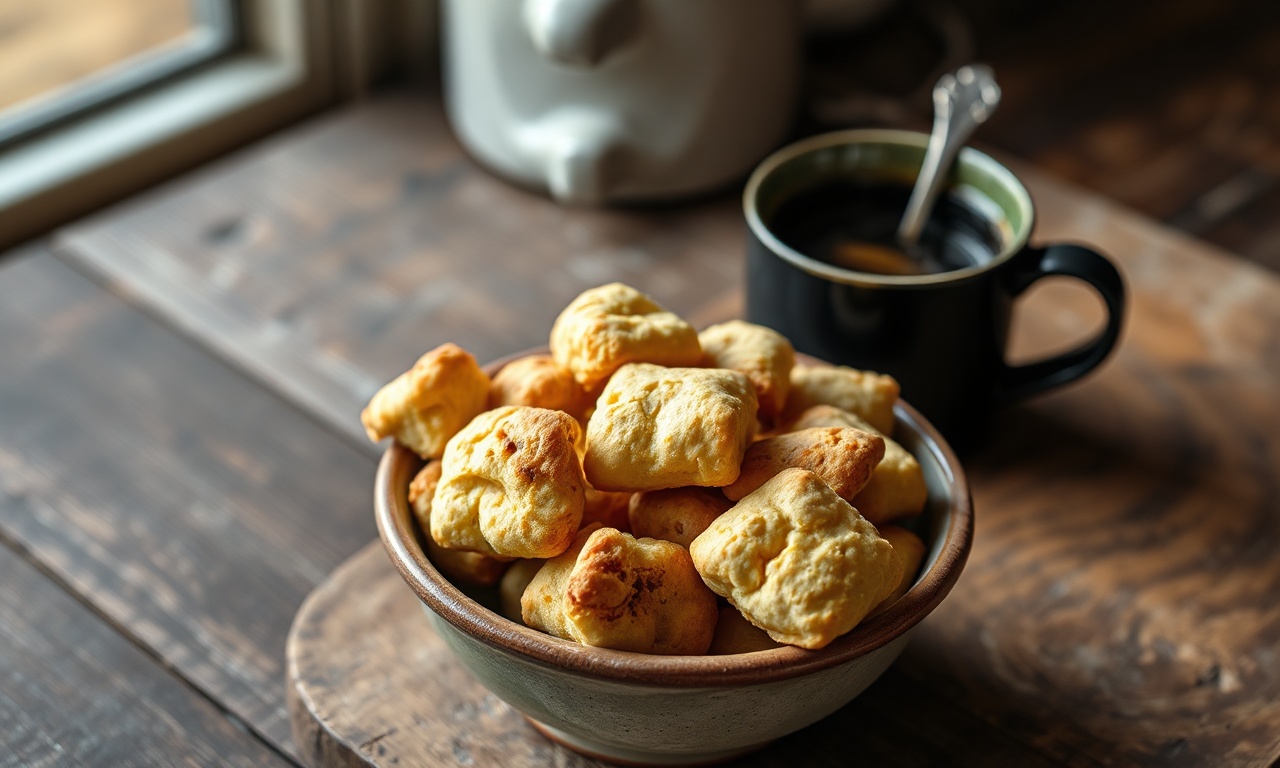 Biscoitinho Caipira Crocante Com Banha: Receita Fácil Em 40 Min 3 Tigela de barro repleta de biscoitinhos caipiras dourados e irregulares, perfeitos para o café.