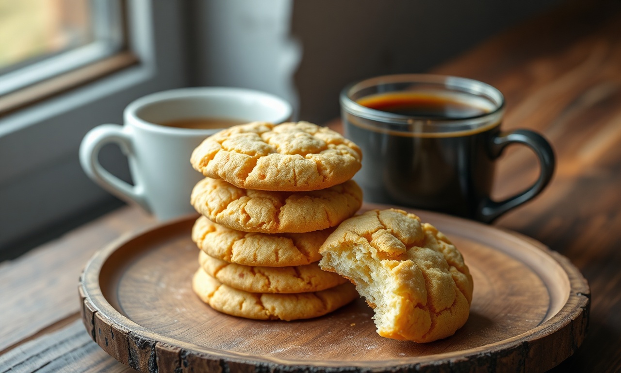 Biscoitos de fécula dourados, com rachaduras características no topo, prontos para servir.