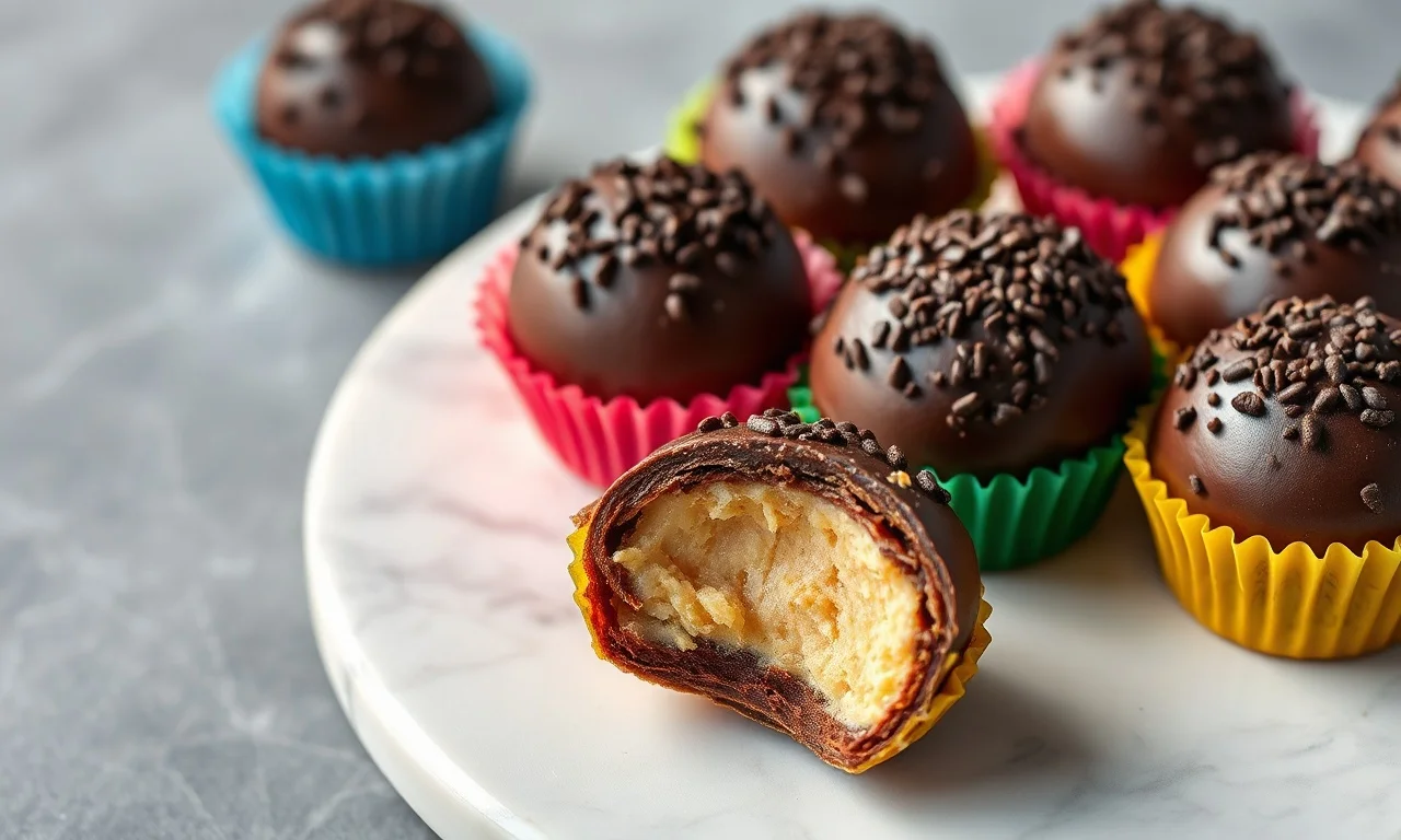 Brigadeiro Com Creme De Leite: Cremoso E Perfeito Para Enrolar 3 Brigadeiros perfeitamente enrolados com granulado, apresentados em forminhas de papel, com textura aveludada e brilho suave