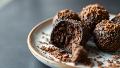 Fileiras de brigadeiros gourmet brilhantes cobertos com confeitos nobres