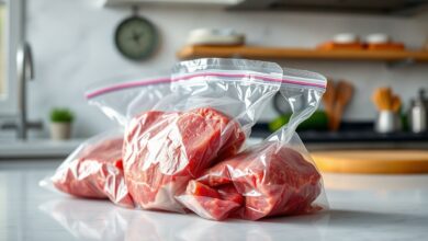 Cortes de carne bovina de qualidade, selados a vácuo, prontos para o congelamento de longo prazo.