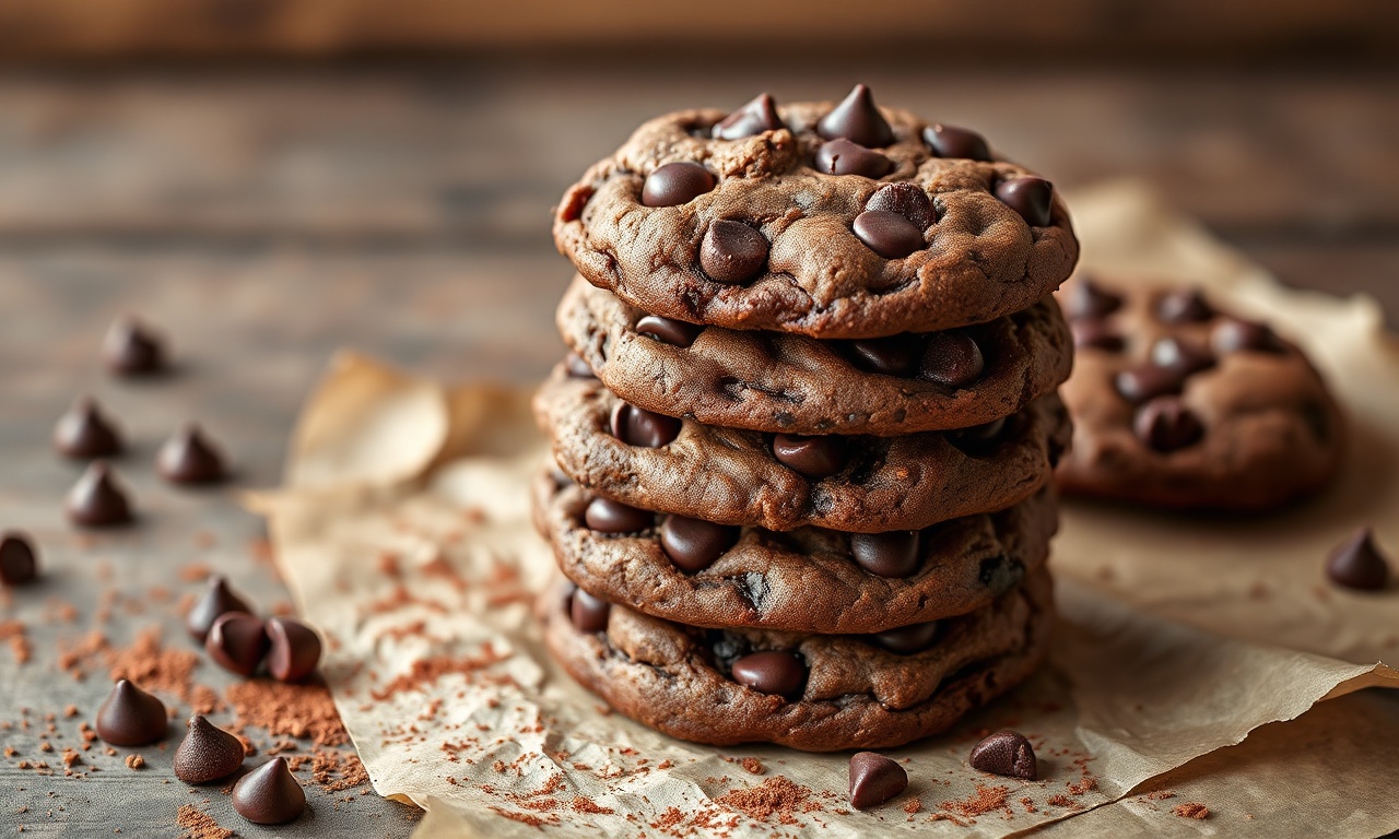 Cookie De Chocolate Sem Ovo: Fofinho Por Dentro E Crocante 3 Cookies de chocolate com gotas derretidas, bordas douradas e textura rústica, prontos para servir.