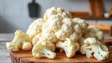 Floretes de couve-flor bem brancos, firmes e higienizados prontos para o freezer