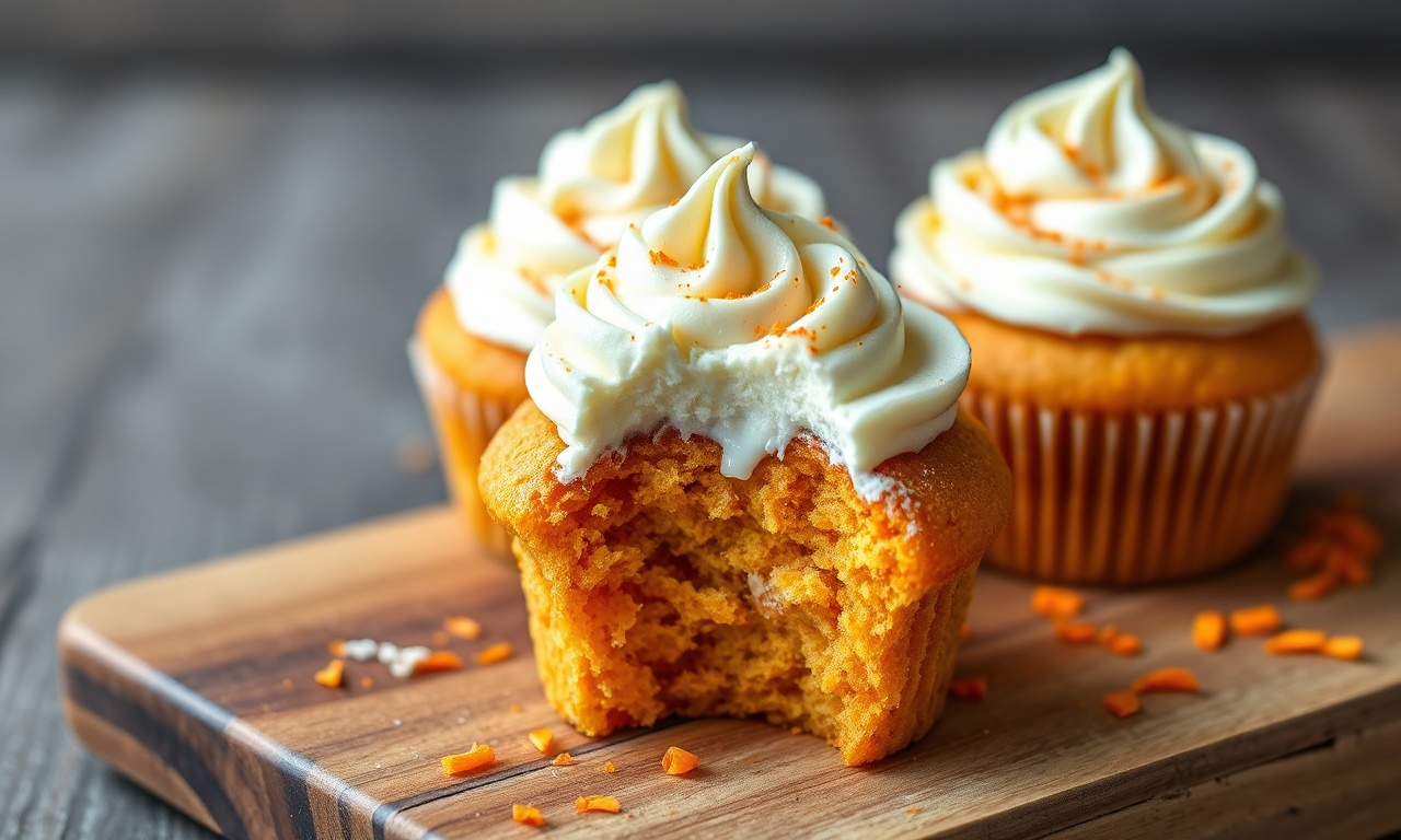 Cupcake dourado com textura fofinha, coberto com um leve creme, perfeito para o café da tarde.